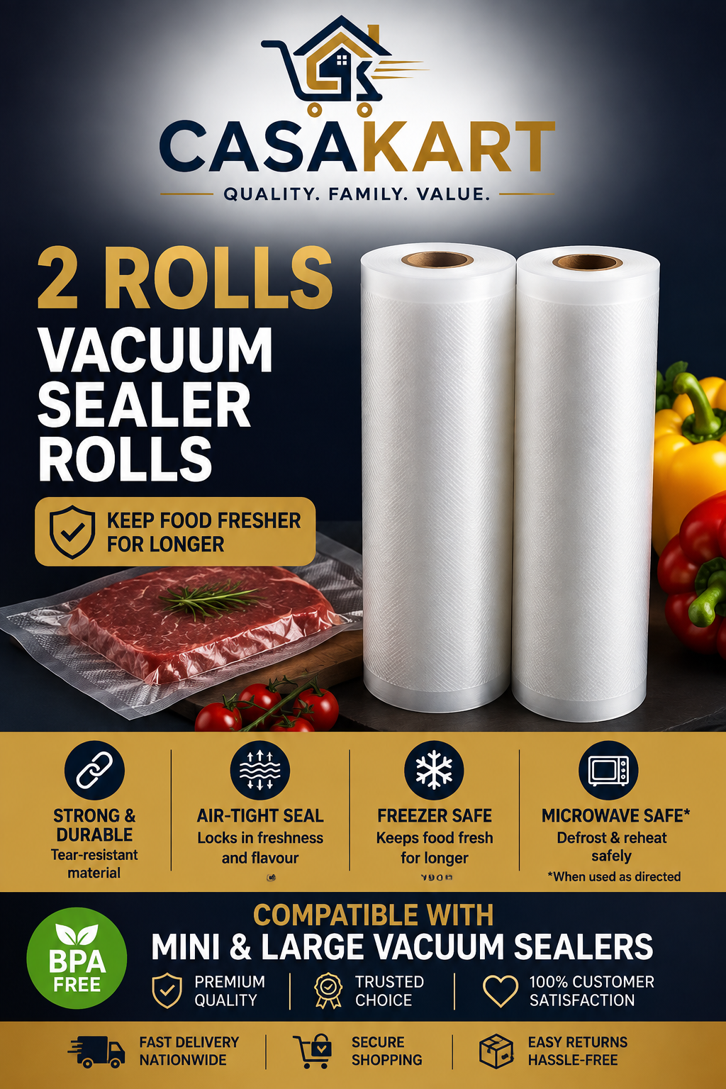 CASAKART FRESHLOCK SEAL BAGS x2 rolls